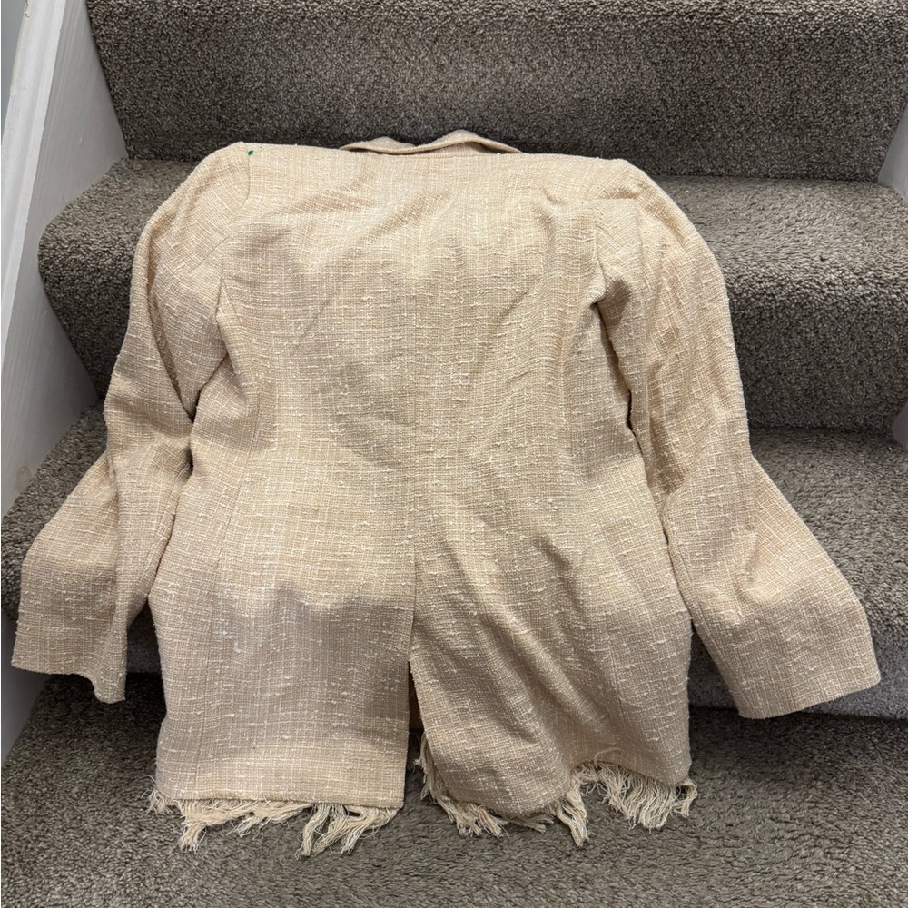 Rodebjer fringed-edge single-breasted blazer Cream Color Size XS - NWT - Picture 5 of 8